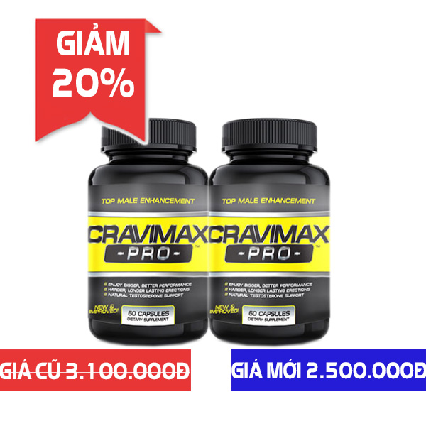Giảm 20% khi mua Combo 2 lọ Cravimax-Pro hỗ trợ cải thiện chống xuất tinh sớm